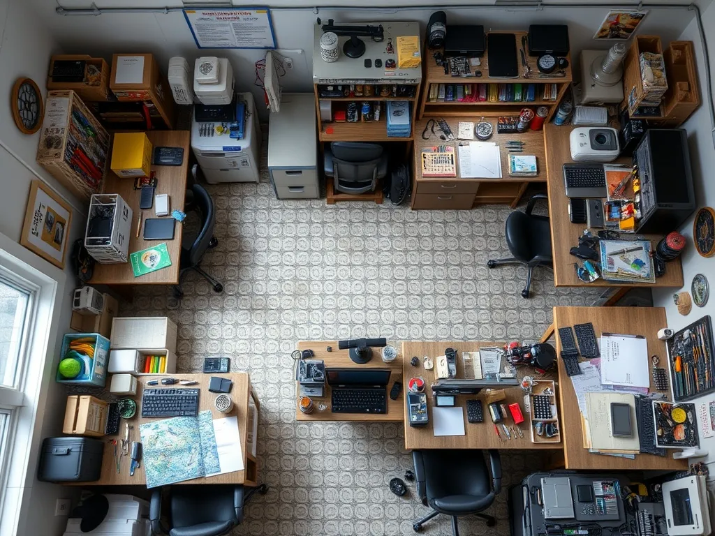 Craft room with central worktable